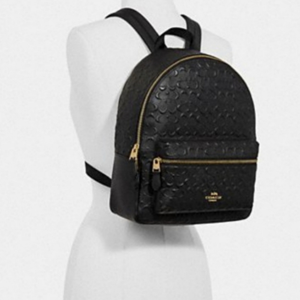 COACH BACKPACK DESIGNER EMBOSSED LEATHER BAG - Picture 3 of 11